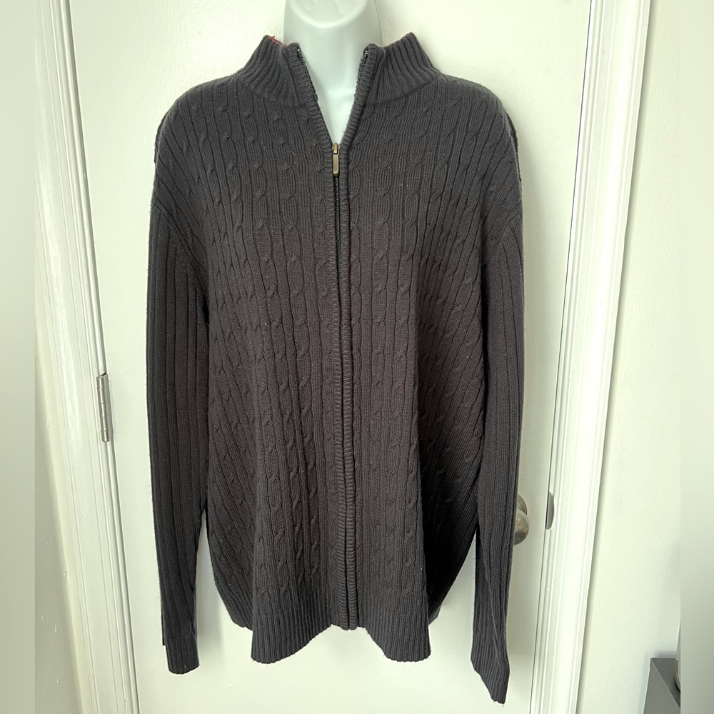 Oleg Cassini Dark Gray Zip-Up Sweater